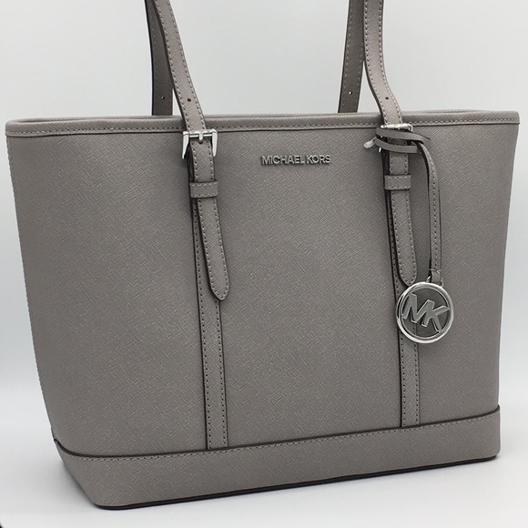 Michael Kors Handbags - MICHAEL KORS SM TZ SHOULDER TOTE PEARL GREY
